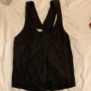 Aritzia Black Linen Criss Cross Back Tank